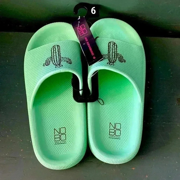 No Boundaries Shoes - No‎ Boundaries Women Green Pillow Slide on Shoes Size 6